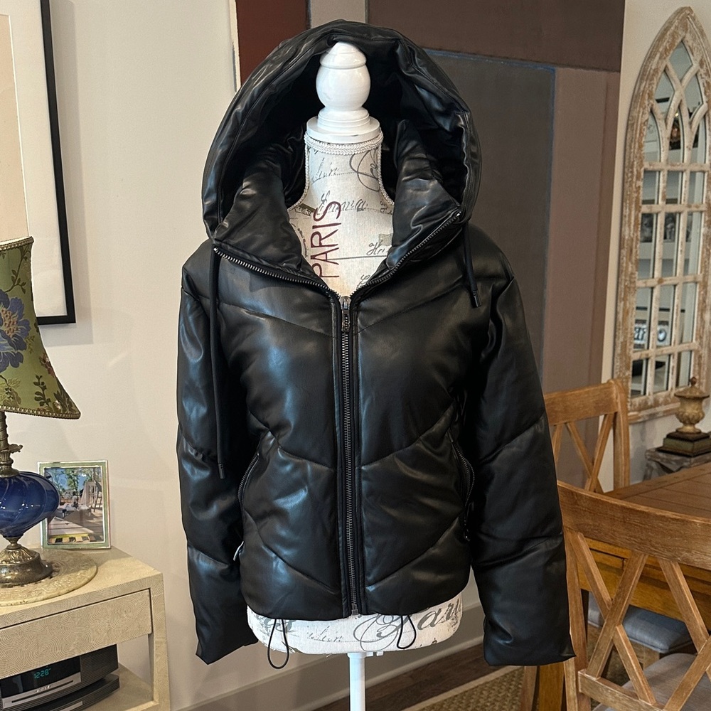 Love Token Black Hooded Puffer Jacket